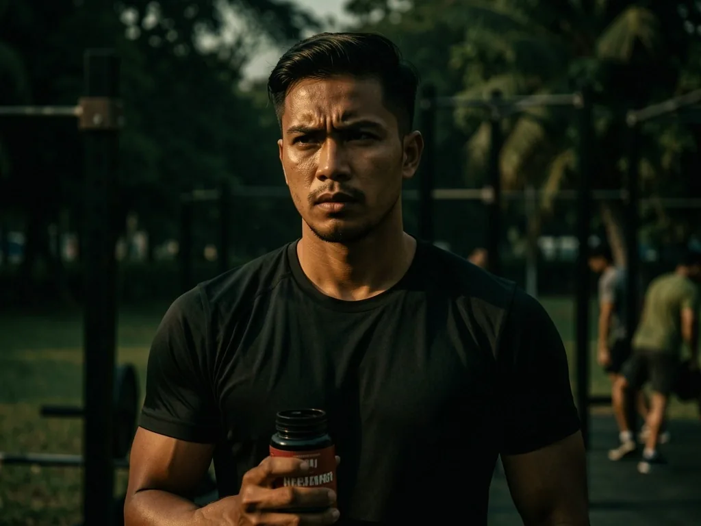 Man training outdoors in Jakarta