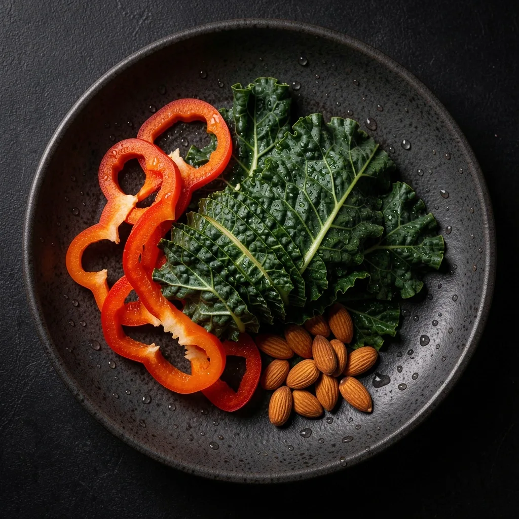 Colorful vegetables on dark plate